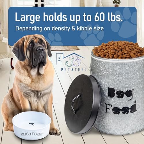 Large Dog 60lb Pet Food Storage Canister or Dog Bin with Scoop – Durable & Airtight for Freshnesss, Minimalist Design & Recyclable, Huge Large Metal Container - Image 5