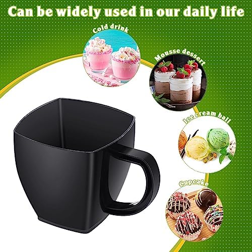 Amyhill 50 Pcs 5 oz Disposable Plastic Tea Cups with Handle, Black - Image 5