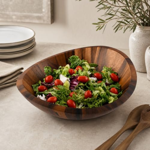 Arthur Court Large Acacia Wood Salad Serving Bowl - Modern Centerpiece for Fruits or Salads - 11 Inch Diameter 4 Inch Tall - Image 2