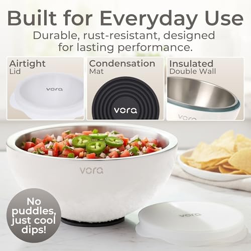 70oz White Stainless Steel Dip Chiller Bowl with Lid (2 Pack) - Image 3