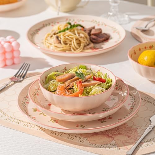 Ceramic Dinnerware Set, Series Kavara Ⅱ, (Pink Peach Blossom) - Image 2
