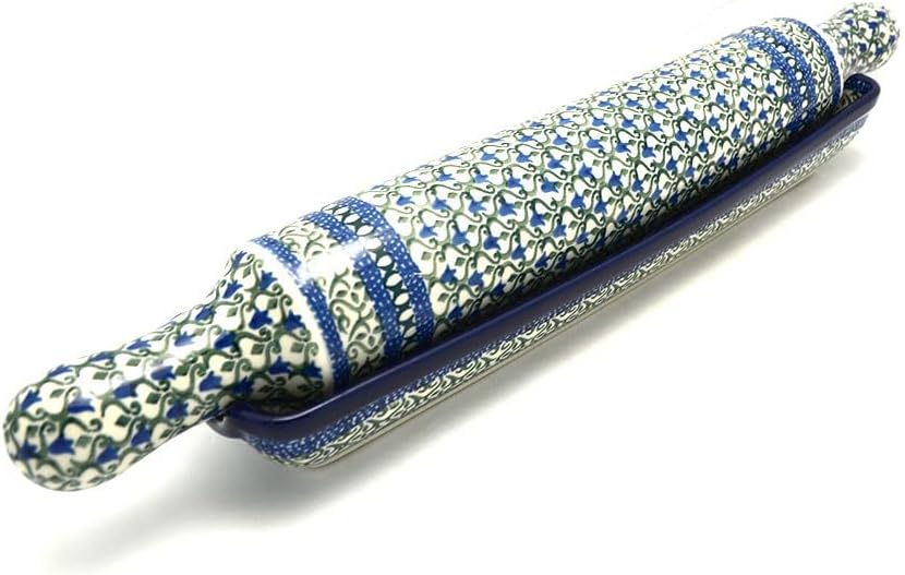 Polish Pottery Rolling Pin with Stand - Tulip Trellis by Polish+Pottery+Gallery