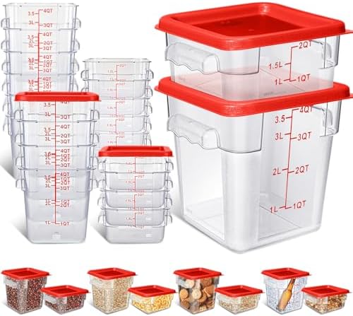 Yungyan 16 Pcs Restaurant Food Storage Containers with Lids Set, Red Lids by Yungyan