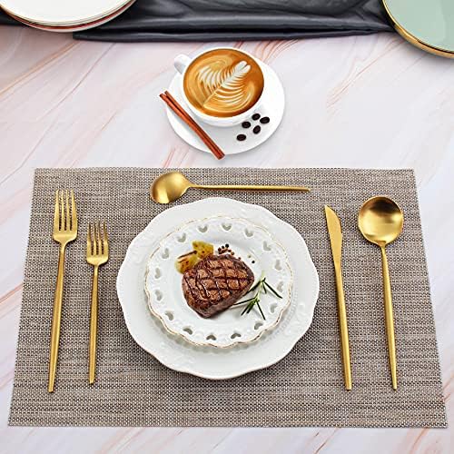 Matte Gold Silverware Set, IBIILII JEFF 40 Pieces Stainless Steel Flatware Set，Kitchen Utensil Set, Tableware Cutlery Set, Knife Spoons And Forks Set, Satin Finished Polished & Dishwasher Safe - Image 6