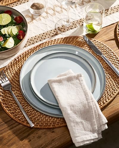 Famiware Annecy 12-Piece Stoneware Dinnerware Set, Grey Blue - Image 4