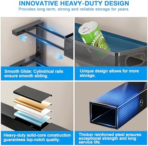 Under Sink Organizer,2Pack 3-Tier Height Adjustable Cabinet Organizer Shelf - Image 4