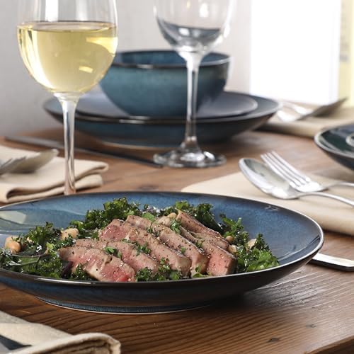 Gibson Elite Castle Peak Plates and Bowls Set, 12-Piece Dinnerware Set, Blue Reactive Glaze Stoneware Dishes, Dinner Plates, Salad Plates & Cereal Bowls - Image 4