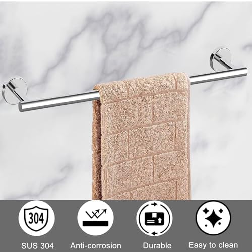 Cilee 10 Piece Chrome Bathroom Accessories Set, 24 inch Towel Bar Set - Image 2