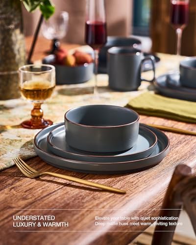 Famiware Nebula Ridge 12-Piece Stoneware Dinnerware Set, Charcoal - Image 3