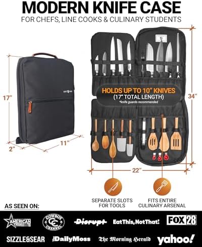 Chef Knife Bag | Premium Knife Case | Waterproof Material | Chefs Case with 30+ Pockets for Knives & Utensils | Culinary Gifts For Chefs & Students | Sturdy Travel Knife Bag (Black) - Image 2