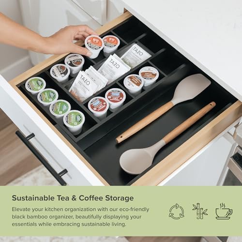 KitchenEdge Tea Bag & Coffee Pod Organizer, 9.7-17 in, Black Bamboo - Image 5