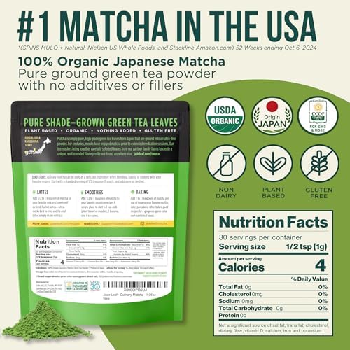Jade Leaf Matcha Powder, Organic Culinary Grade, 30g / 1.06oz - Image 2