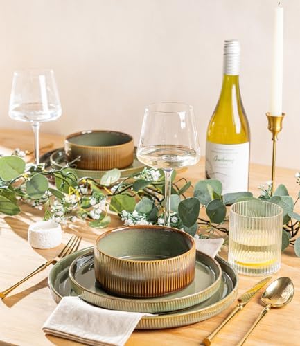 TheTerra Ceramic Dinnerware Set for 4, 12-Piece Plates and Bowls Set - Image 5