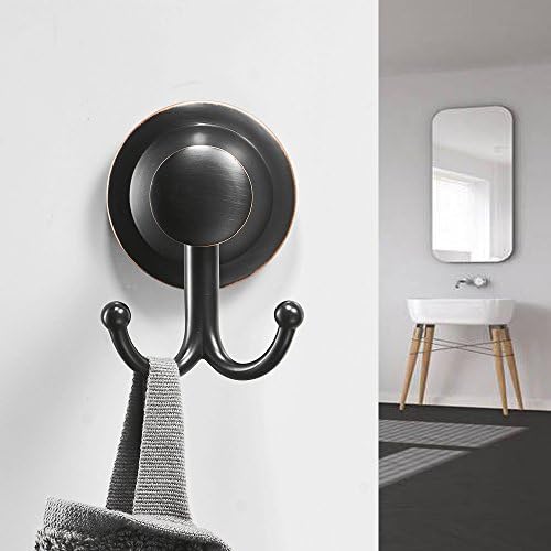 BESy Oil Rubbed Bronze 4 Piece Bathroom Accessories Set (Single Towel Bar, Towel Ring, Toilet Paper Holder, Double Towel Hooks), Wall Mounted Bath Hardware Accessory Fixtures Set - Image 6