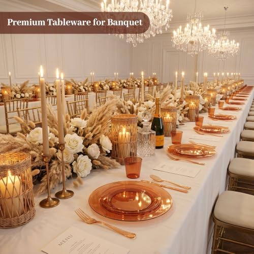 DaYammi 350PCS Amber Plastic Dinnerware Set for 50 Guests - Image 7