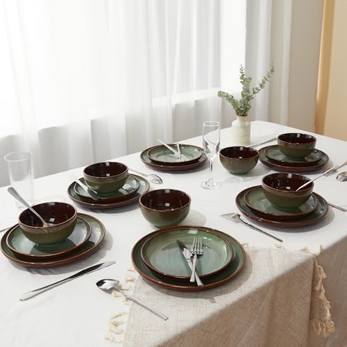 Pokini Ceramic Dinnerware Sets for 6, 24pcs Plates and Bowls Sets Dish Set - Image 7