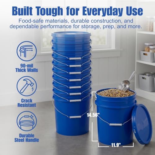 ePackageSupply 5 Gallon Bucket - Food Grade w/Lid BPA-Free, 60 Pack - Blue - Image 4