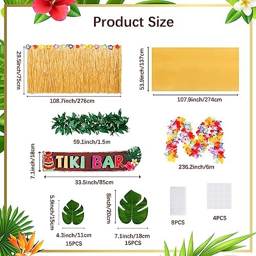 Auihiay 50PCS Tiki Bar Hut Kit, Tiki Hut Hawaiian Decoration Supplies - Image 3