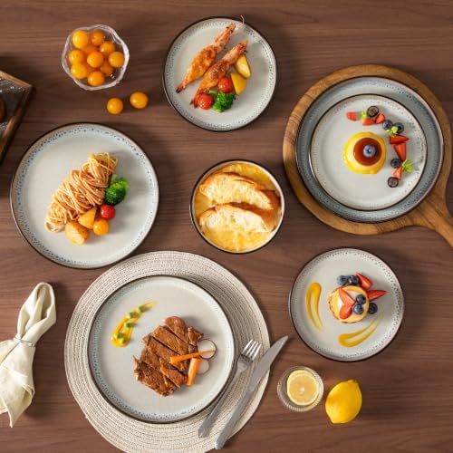 vancasso 18-Piece Grayish Beige Stoneware Plates and Bowls Sets for 6 - Image 5