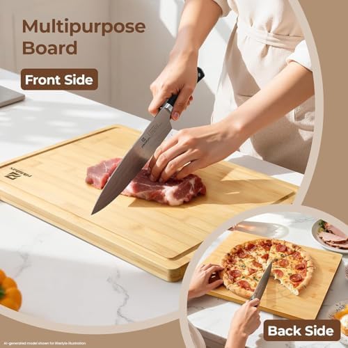 Piklohas Bamboo Cutting Boards Set of 4 for Kitchen with Wood Storage Stand - Image 5
