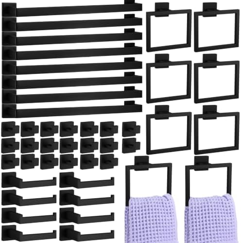 45 Pcs Black Bathroom Hardware Accessories Bath Towel Bar Set by Gisafai