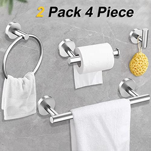 Cilee 10 Piece Brushed Nickel Bathroom Accessories Set, 16 inch Brushed Nickel Bathroon Hardware Set Towel Bar Ring Toilet Paper Holder Robe Towel Hook SUS304 Stainless Steel - Image 2