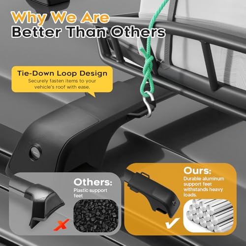 Powerty 300LBS Roof Rack Cross Bars for 2017-2026 Volkswagen VW Atlas with Raised Side Rails(Not for Atlas Cross Sport), Lockable Aluminum Roof Crossbars Rooftop Luggage Racks for Atlas Accessories - Image 5