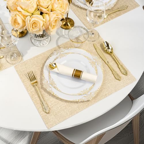 Bestluck 175PCS Gold Disposable Dinnerware for 25 Guests - Image 5