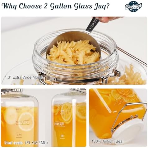 2 Gallon Glass Jar with Airtight Lid, 2 Pack, 256 Oz, Square - Image 4