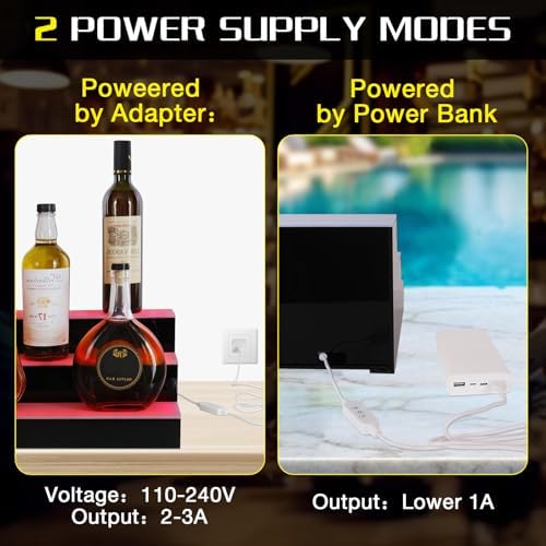 LED Lighted Liquor Bottle Display Shelf, 3 Tiers 24 Inch Bar Bottle Display Shelf with Remote and App Control for Home Bar Party Whiskey Wine Coffee Syrup Water Bottles Display - Image 5