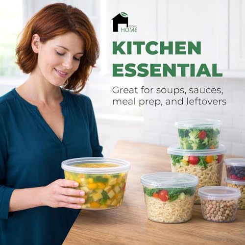 EconoHome Clear Deli Containers with Lids - 240-Pack, 16oz Plastic Containers with Lids for Food Storage, Meal Prep, Leftover, Restaurant Business, Takeout - Fridge, Microwave & Freezer-Safe - Image 5