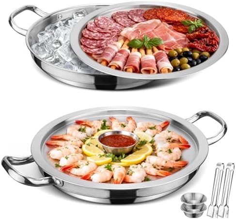 2-Set Shrimp Cocktail Serving Dish with Ice Tray, Cold Chilled Serving Tray by Unknown