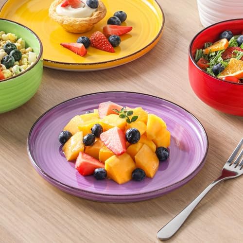vancasso Bonita Stoneware Dinnerware Sets, 12 Pieces Dishes Set，Polished Round Plates and Bowls Set for 4, Dishwasher and Microwave Safe, Multicolor - Image 6
