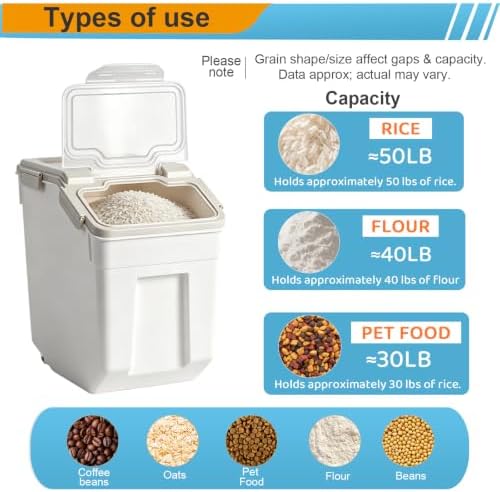 RUIAN Flour Storage Container 50lb Airtight Food Storage Bin(Gray,4pcs) - Image 3