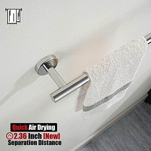 JQK Bathroom Hardware Set Chrome, 5-Piece Bath Accessories Set Polished Chrome Wall Mount Includes 24 in Towel Bar, 7 in Towel Ring, Toilet Paper Holder, 2 Towel Hooks, BAS165-CH - Image 4