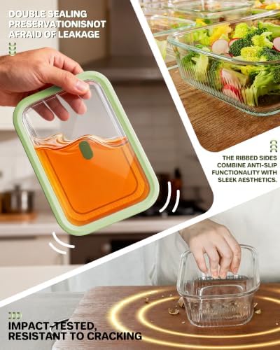Glass Meal Prep Containers with Lids 2 Pack, 74oz(9.3 Cup) Airtight Food Storage Containers Set with Tempered Glass Lids & Steam Release, Freezer/Microwave/Oven/Dishwasher Safe, BPA-Free - Image 4