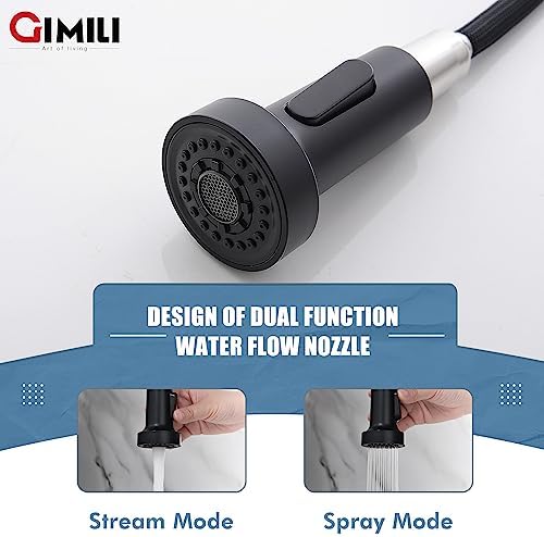 GIMILI Kitchen Faucet with Pull Down Sprayer Nickel and Black - Image 4