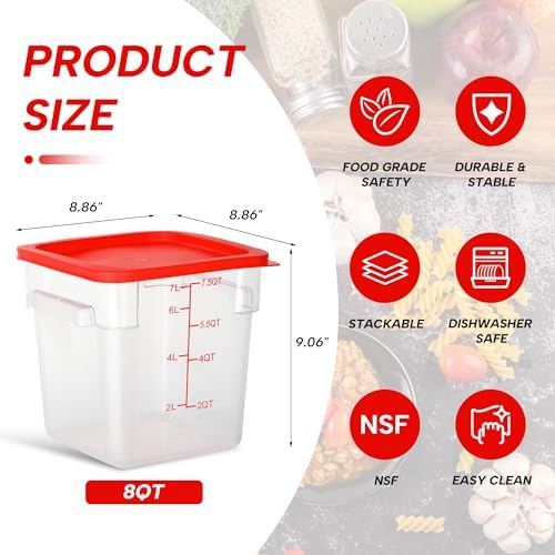 4 Pack 8QT Square Food Storage Containers with Lids - Image 3