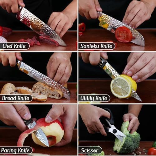 15 Pieces Kitchen Knife Set with Block and Sharpener Gray - Image 7