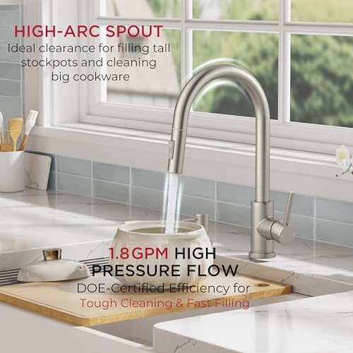 FORIOUS Touch Kitchen Faucet with Pull Down Sprayer, Stainless Steel - Image 6