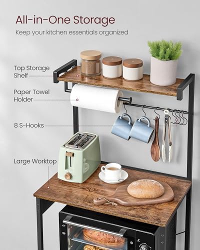 VASAGLE 4-Tier Kitchen Bakers Rack with Power Outlet, 23.6-Inch Wide - Image 6