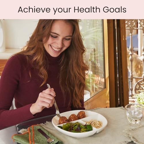 Uba Portion Control Plate (PORCELAIN) for Adults for Healthy Diet (White, 4) - Image 4