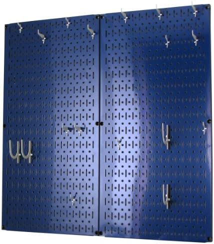 Wall Control Kitchen Pegboard Organizer Pots and Pans Storage Rack Organization Kit with Blue Pegboard and White Accessories - Image 2