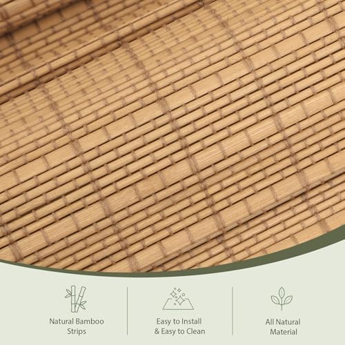 Cordless Bamboo Roman Shades for Windows, Blackout Light Filtering Woven Wood Blinds with 6" Valance, Custom Natural Roman Blinds for Indoor Windows, Doors, Kitchens, Bathroom, Sun Kissed Taffy - Image 3