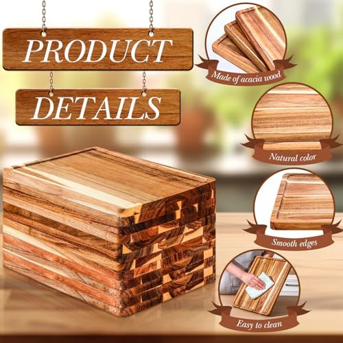 Roshtia 12 Pcs Acacia Wood Serving Tray Dinner Plates,10'' X 14'' X 0.6'' - Image 3