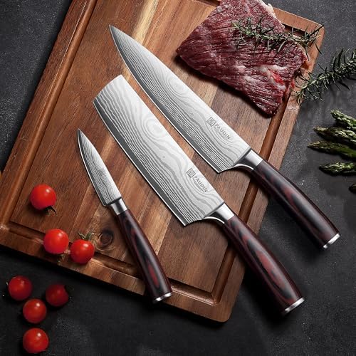 PAUDIN Kitchen Knife Set, 3 Piece High Carbon Stainless Steel Professional Chef Knife Set with Ultra Sharp Blade & Wooden Handle (Kitchen Knife Set 3 Pcs) - Image 6