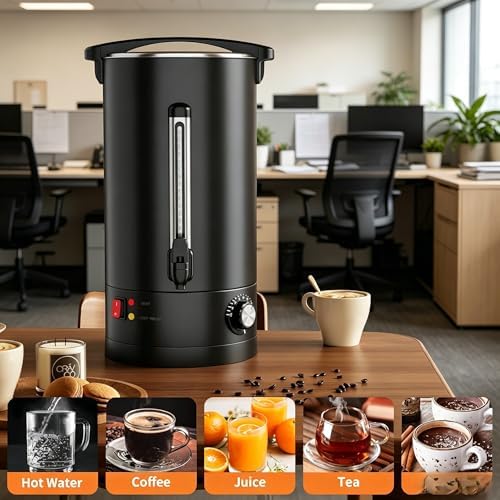 12 L/80 Cups Coffee Urn, Double-Wall Stainless Steel Commercial Coffee Maker, Large Percolator Pot Dispenser Hot Water Urn, Quick Brew, Stays Hot for Tea & Beverage at Events & Catering - Black - Image 5