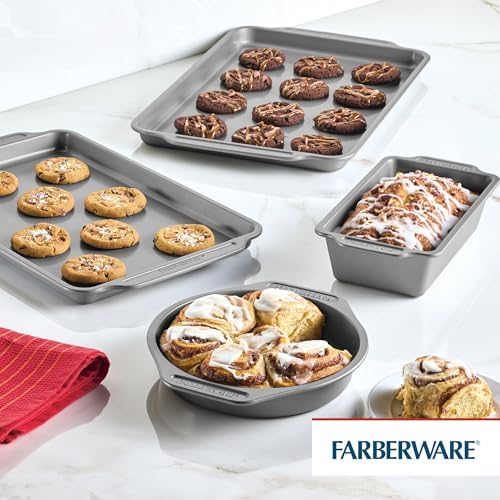 Farberware Steel Nonstick Baking, Includes Cookie, Loaf/Meatloaf, Cake Pan, 4 Piece Non Stick Bakeware Set, Gray - Image 6