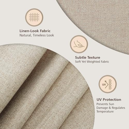 Cordless Roman Shades for Windows, Blackout Roman Blinds for Home, Room Darkening Custom Fabric Roman Window Shades, Living Room, Bedroom, French Doors, Beige - Image 2