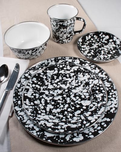 Golden Rabbit Enamelware Large Serving Tray, 20 inch, Black Swirl - Image 3